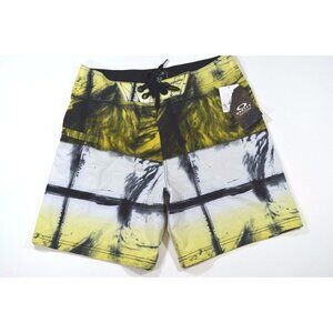 OAKLEY MENS LAG BOARDSHORTS SWIMSUIT BLACK AND YELLOW SUNRISE 30 NEW $45